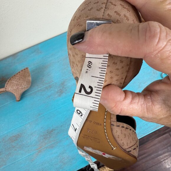 PRADA Tan Ostrich Suede Stitched Pointed Toe Kitten Heels Size 37.5 US 7.5 - Picture 12 of 12